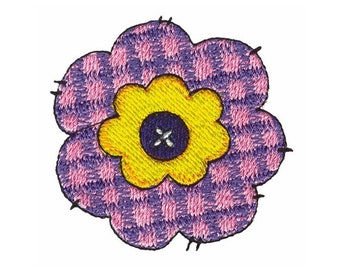 Gingham Flower - Machine Embroidery Design