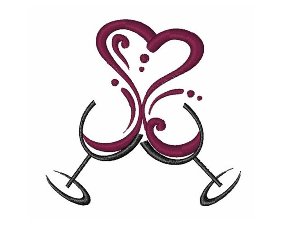 Love Wine Machine Embroidery Design Etsy
