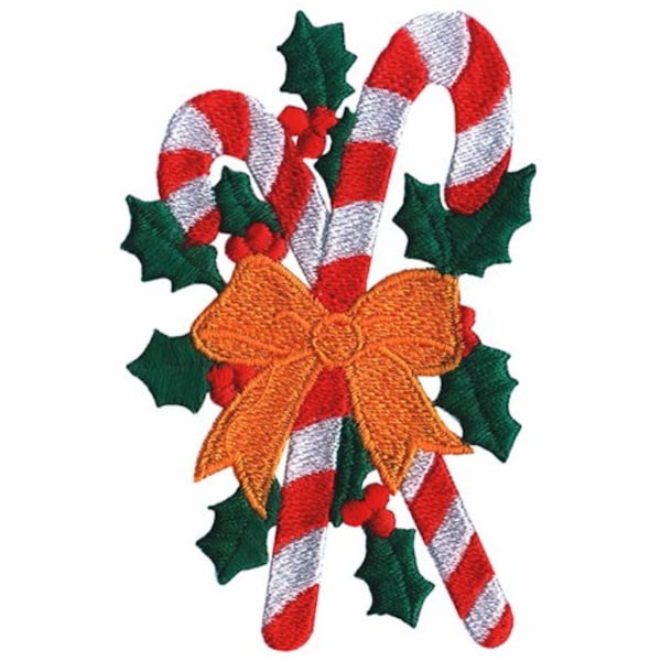 Candy Canes And Holly - Machine Embroidery Design