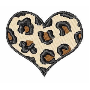 Coração de Leopardo - Design de Bordado à Máquina