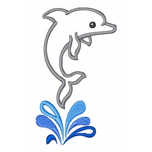 Dolphin Applique Splash - Machine Embroidery Design
