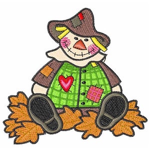 Girl Scarecrow In Leaves - Machine Embroidery Design