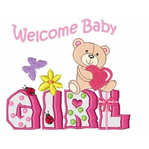 Welcome Baby Girl - Machine Embroidery Design