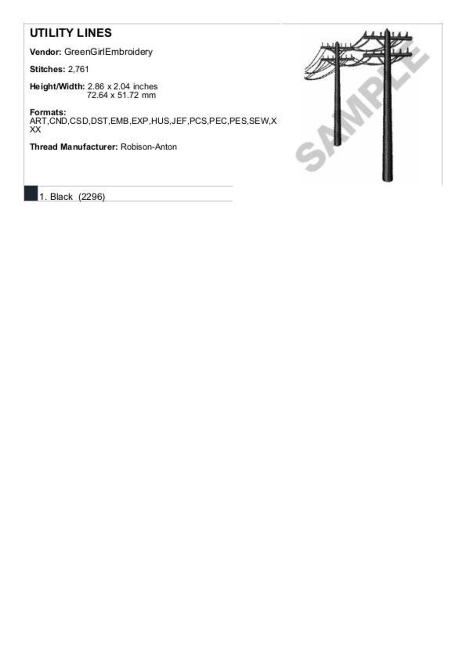 Utility Lines Machine Embroidery Design Etsy