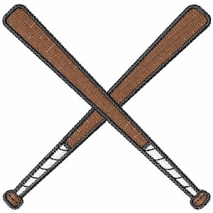 May include: Two brown wooden baseball bats crossed over each other. The bats have white tape wrapped around the handles.