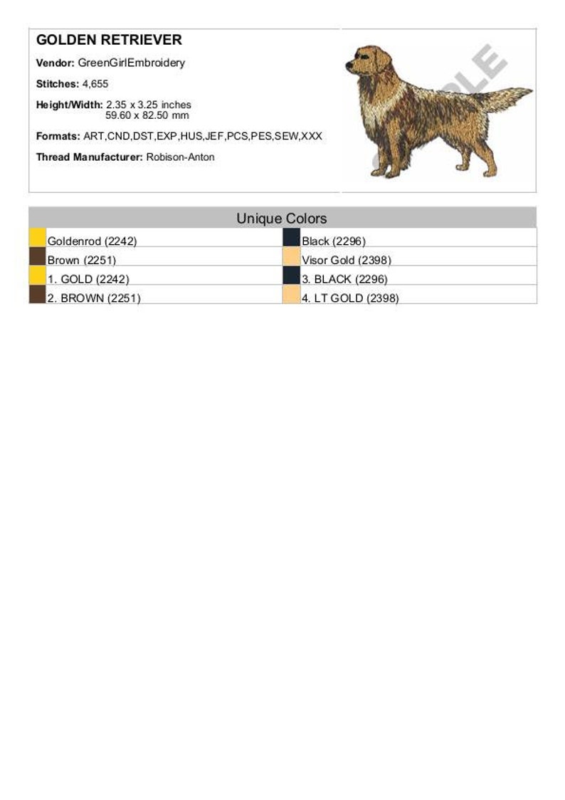 Golden Retriever Machine Embroidery Design - Etsy