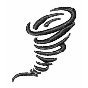 Puede incluir: Ilustración en blanco y negro de un tornado, un vórtice de viento giratorio.