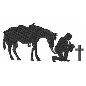 Cowboy Horse And Cross - Machine Embroidery Design