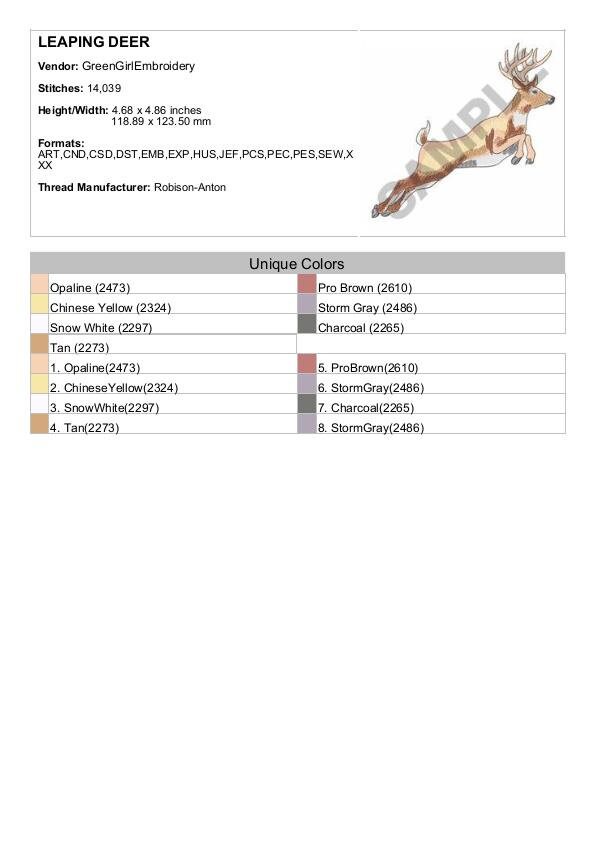 Leaping Deer - Machine Embroidery Design - Etsy