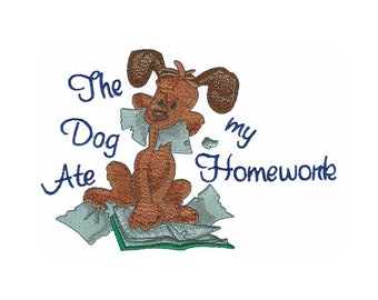 homework dog birthday The Dog Ate My Homework - Machine Embroidery Design