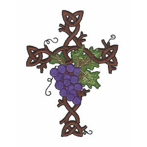 Cross & Grape Vine - Machine Embroidery Design