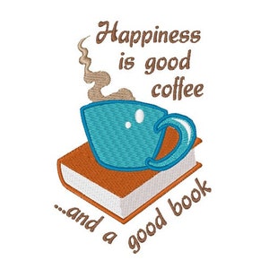 Good Coffee Good Book - Machine Embroidery Design