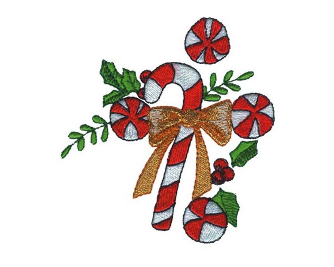 Candy Cane Machine Embroidery Design Etsy