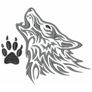 Wolf And Paw Print - Machine Embroidery Design