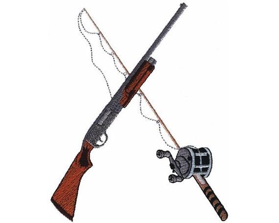 Shotgun & Fishing Pole - Machine Embroidery Design Shotgun & Fishing Pole - Machine Embroidery Design