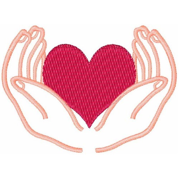 Open Hands Holding Heart - Machine Embroidery Design