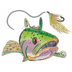 Trout And Fly - Machine Embroidery Design