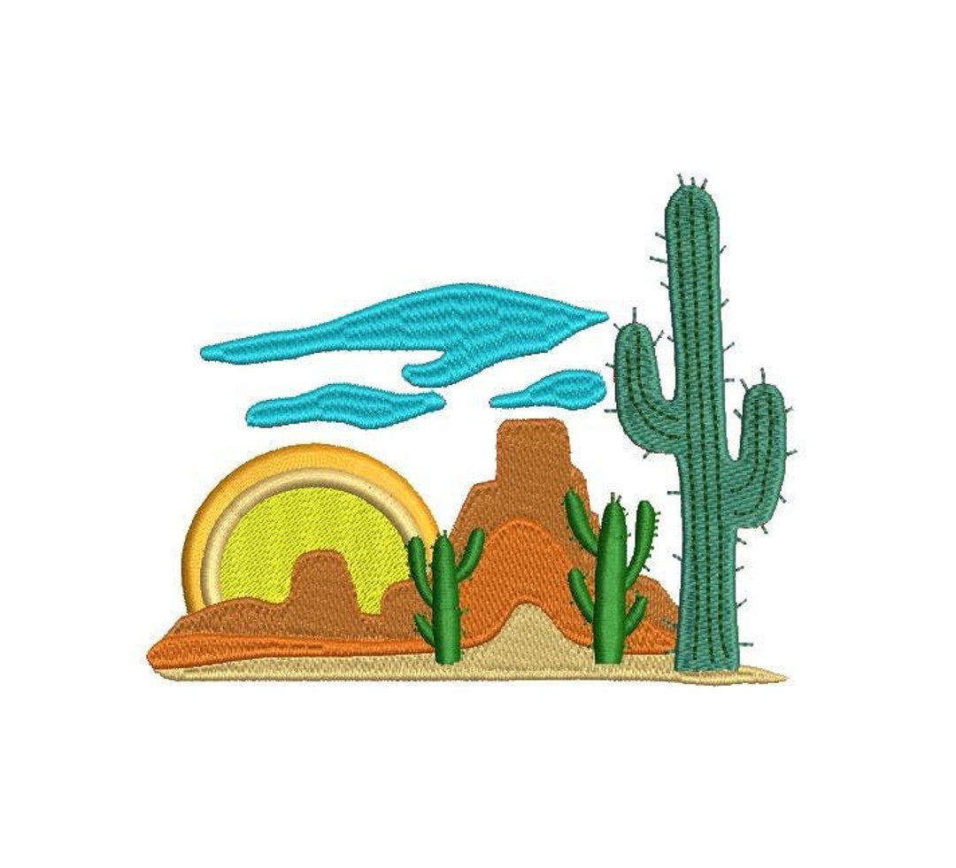 Desert Scene Machine Embroidery Design Etsy