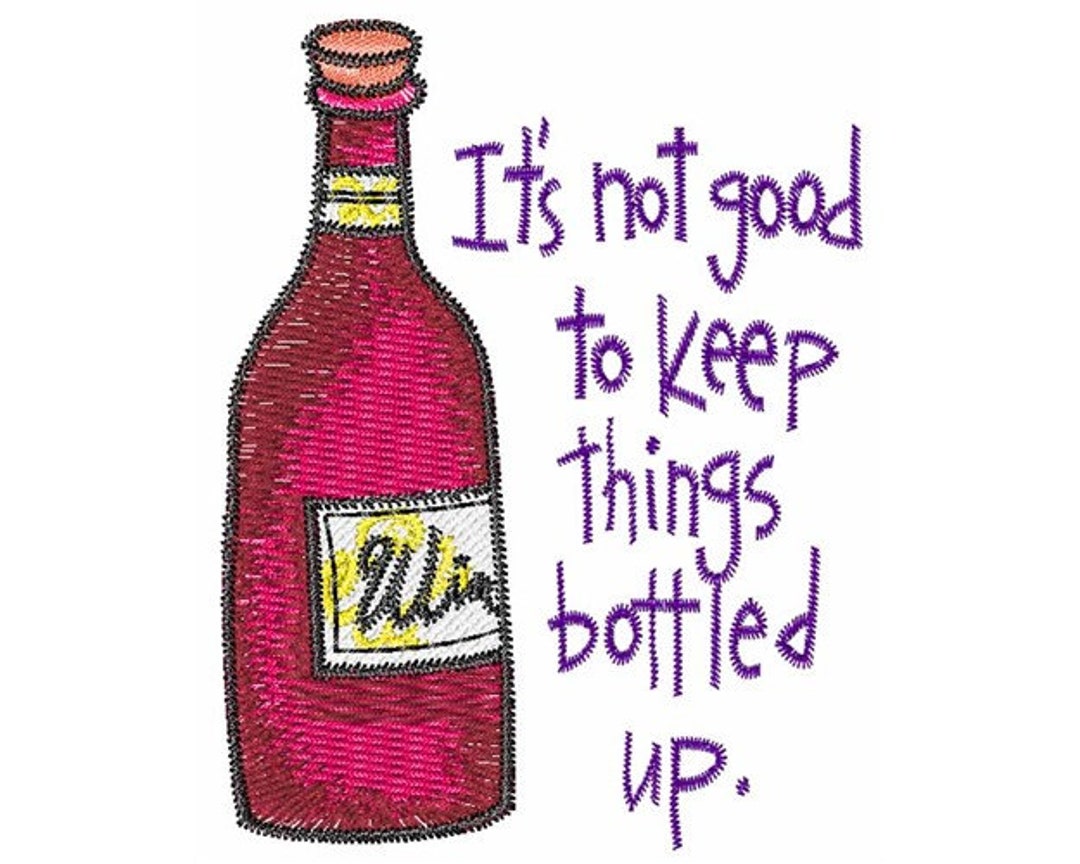 Wine Bottle Machine Embroidery Design Etsy