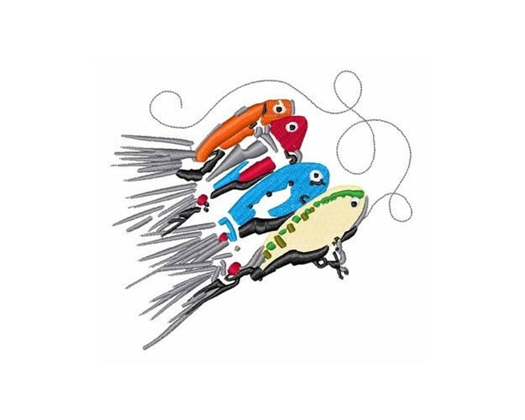 Fishing Lures Machine Embroidery Design Etsy