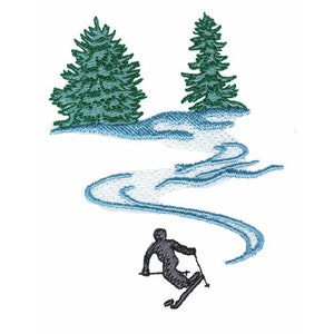 Skifahrer auf der Piste - Stickdatei für die Stickmaschine
