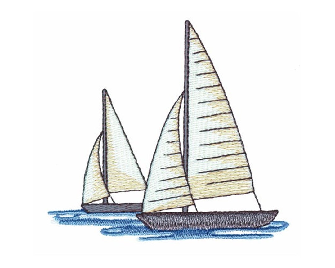 Sailboats Machine Embroidery Design Etsy