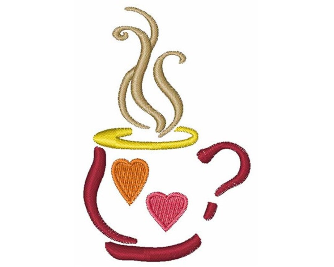 Abstract Coffee Cup Machine Embroidery Design Etsy