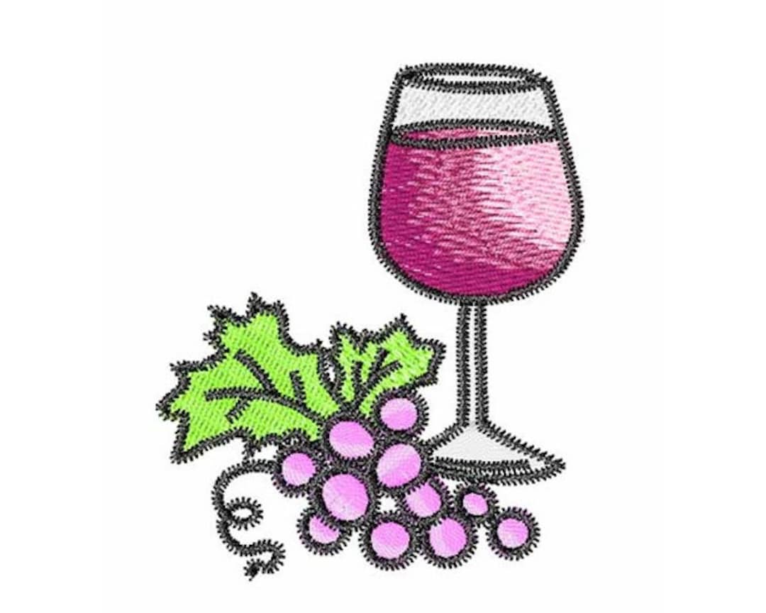 Grapes and Wine Machine Embroidery Design Etsy