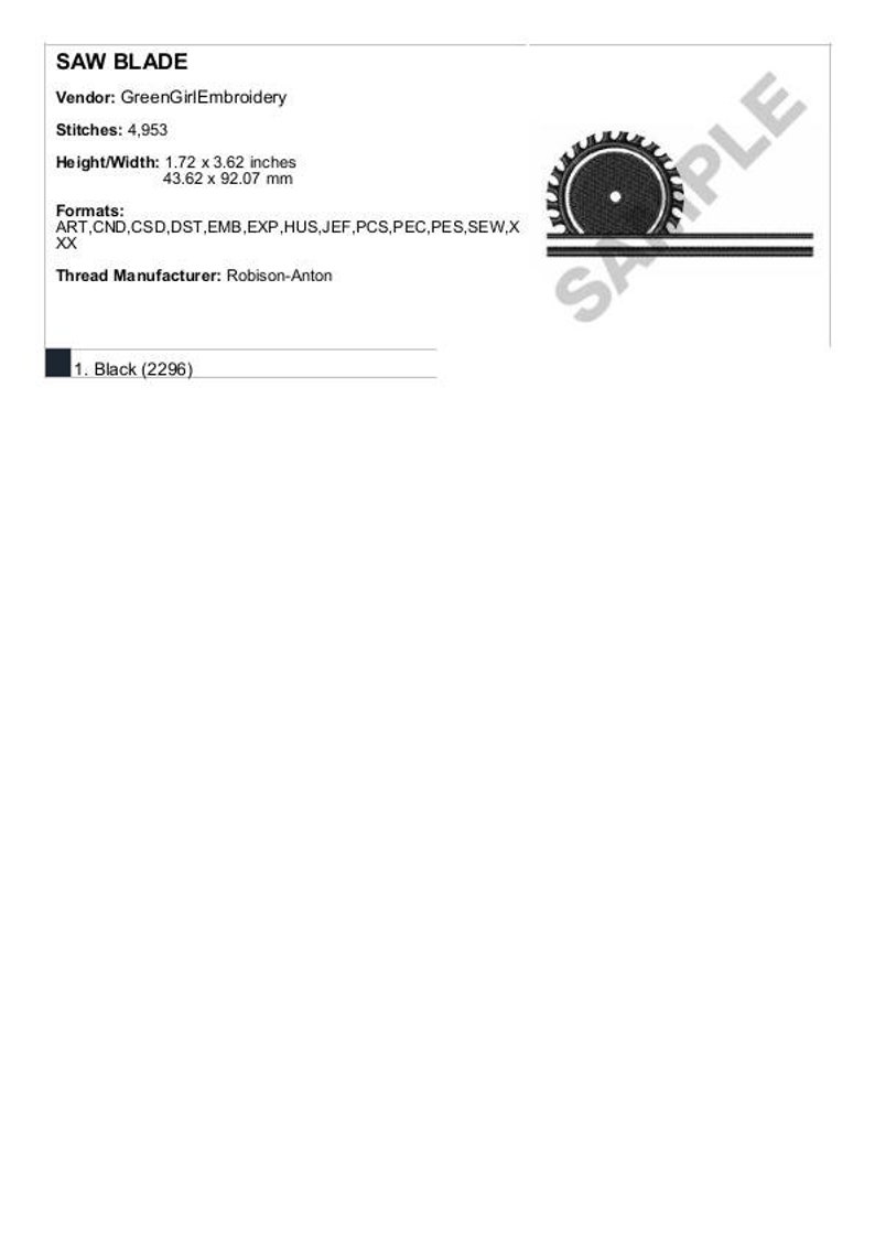 Saw Blade Machine Embroidery Design Etsy