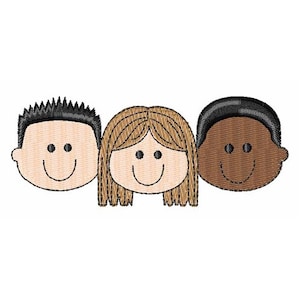 Childrens Faces - Machine Embroidery Design