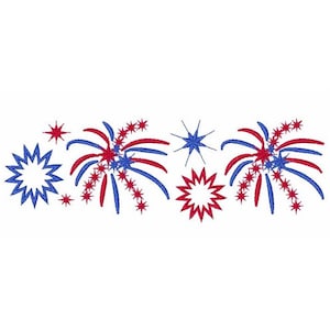 Peut inclure: Feu d'artifice rouge, blanc et bleu avec des étoiles. Un design festif pour une célébration patriotique.