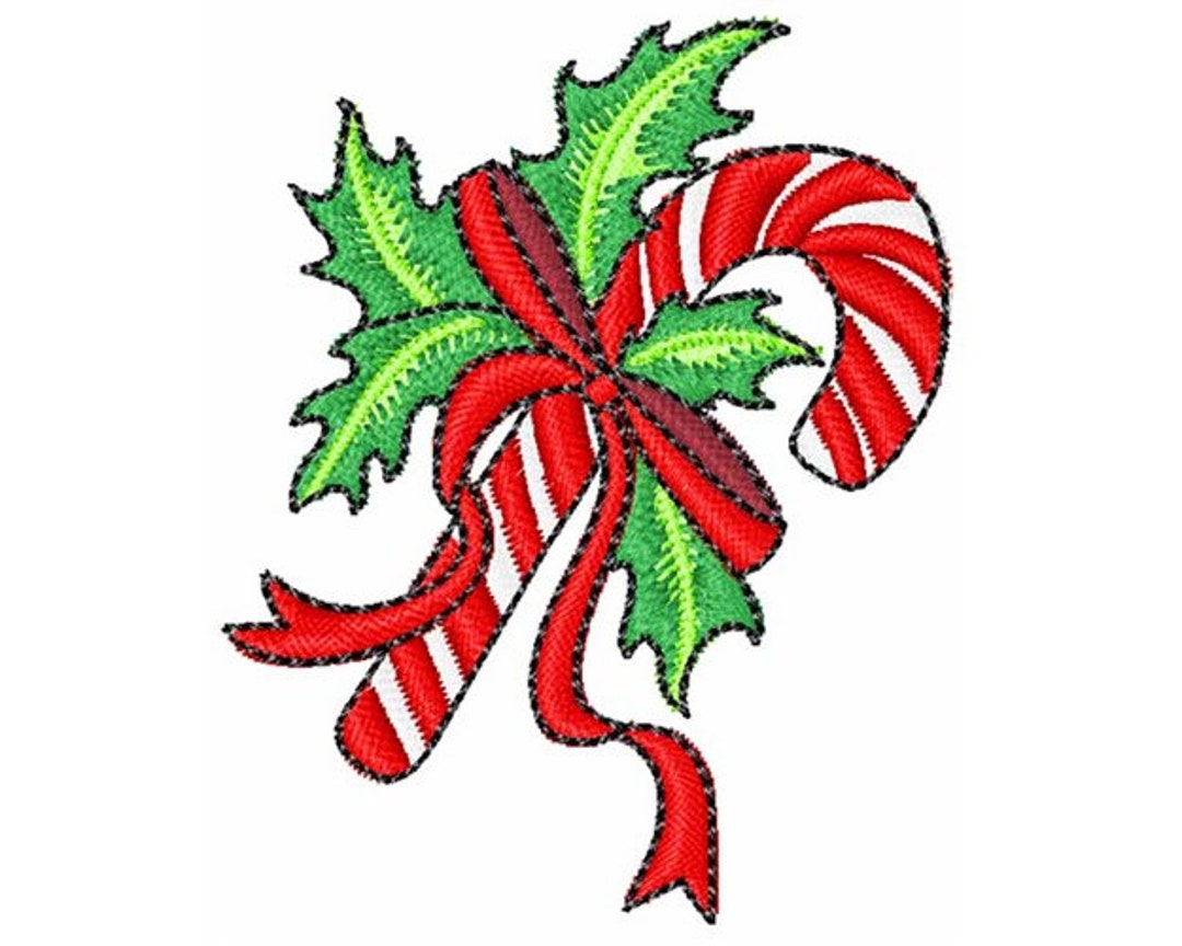 Candy Cane Machine Embroidery Design Etsy