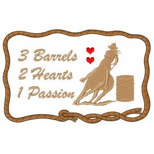 Three Barrels Two Hearts - Machine Embroidery Design