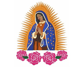 Guadalupe e rose - Disegno per ricamo a macchina