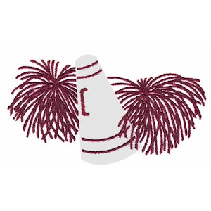 Megaphone And Pom Pons - Machine Embroidery Design