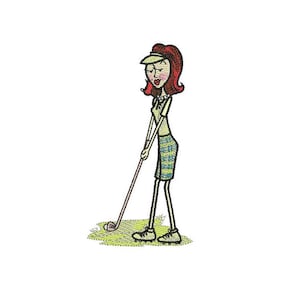 Lady Golfer - Machine Embroidery Design