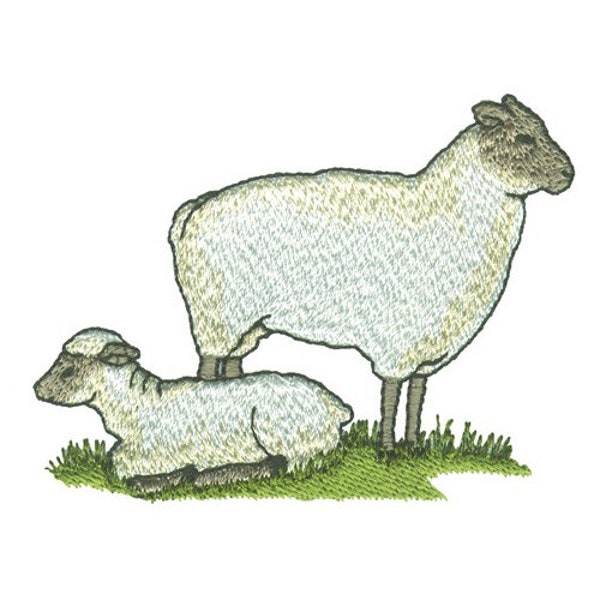 Sheep And Lamb - Machine Embroidery Design