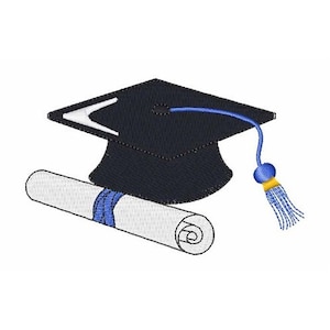 Birrete y diploma de graduación - Diseño de bordado a máquina