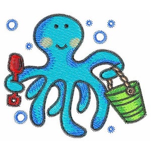 Octopus At Beach - Machine Embroidery Design
