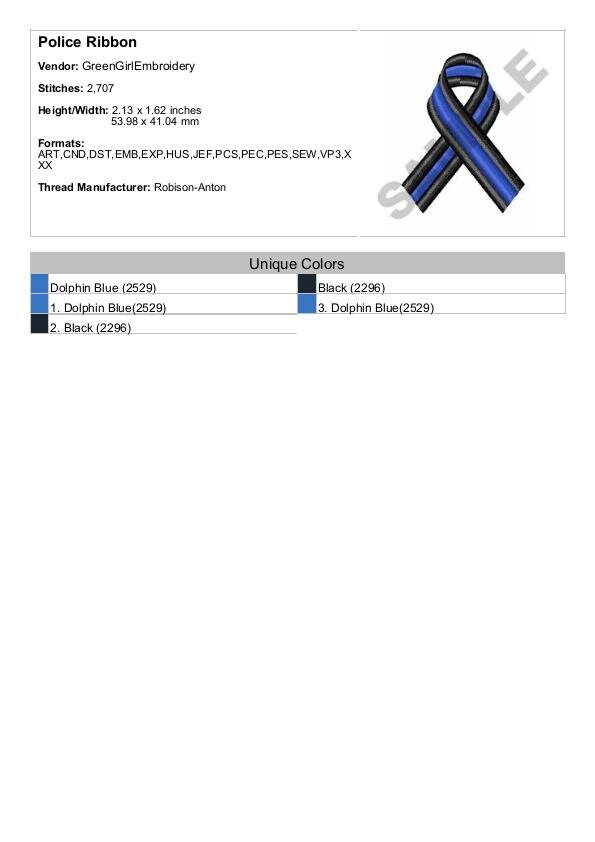 Police Ribbon Chart Police Ribbon - Machine Embroidery Design - Etsy