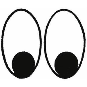 Puede incluir: Un par de ojos de dibujos animados con pupilas negras y escleróticas blancas.