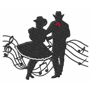 Square Dancers Music Strand - Machine Embroidery Design