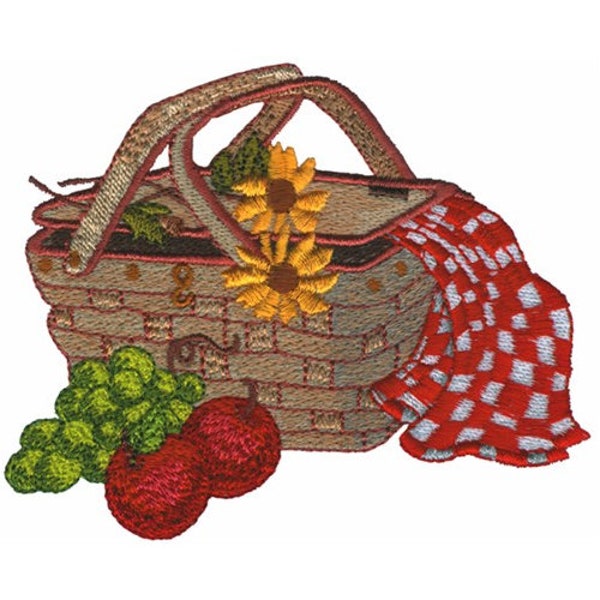 Panier pique-nique - motif de broderie machine