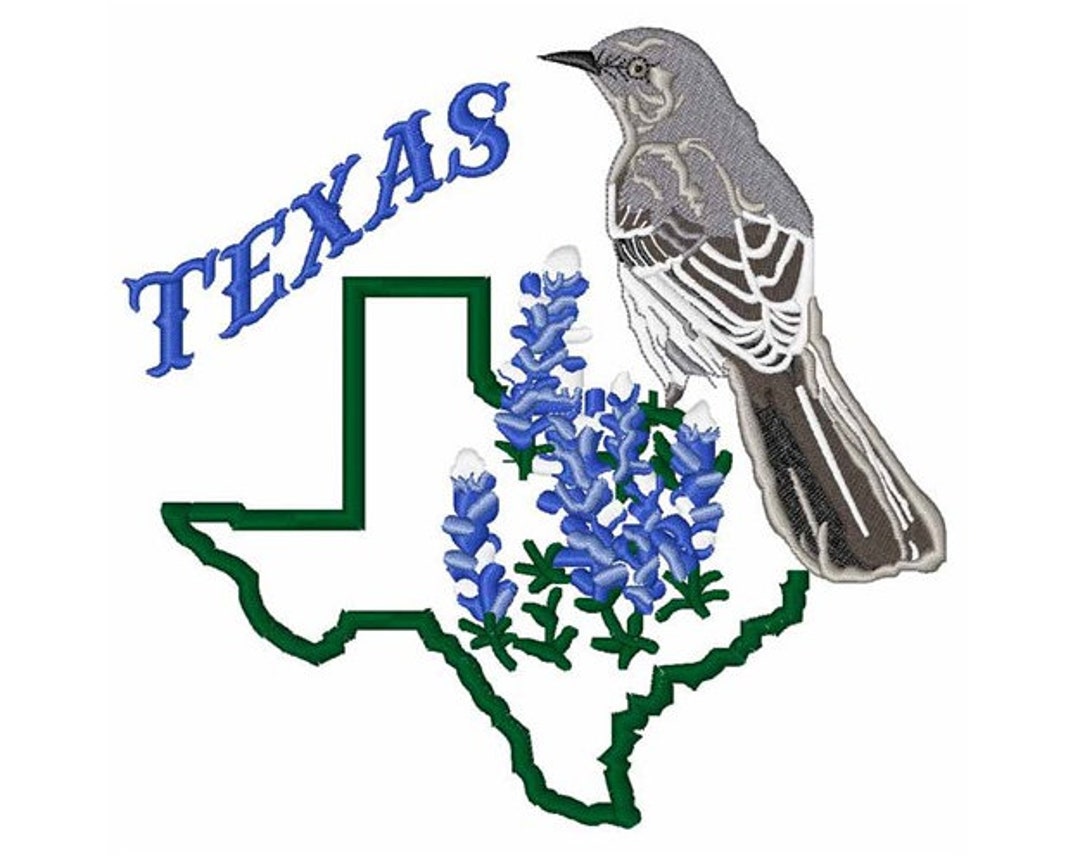 Texas Mockingbird Machine Embroidery Design Etsy