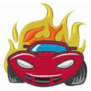 炎の車 - 機械刺繍デザイン