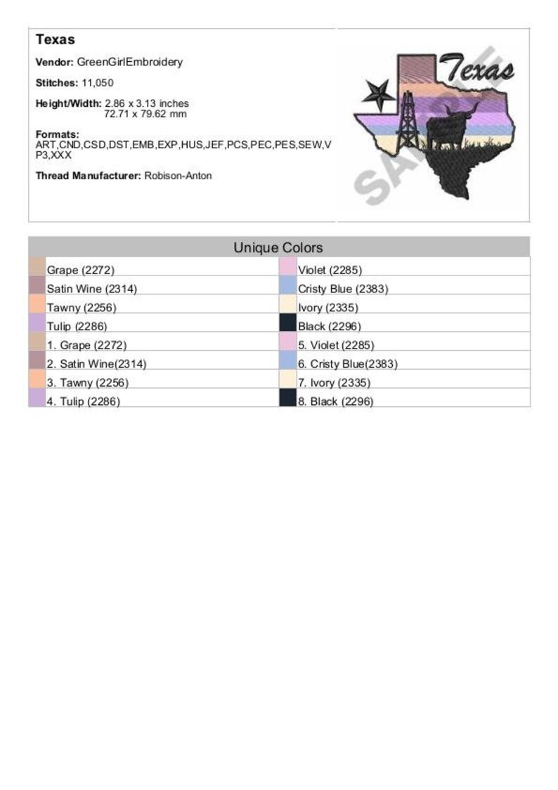 Texas - Machine Embroidery Design - Etsy
