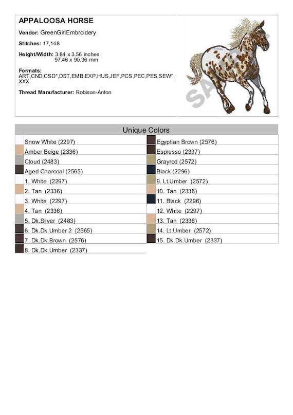 Appaloosa Horse - Machine Embroidery Design - Etsy
