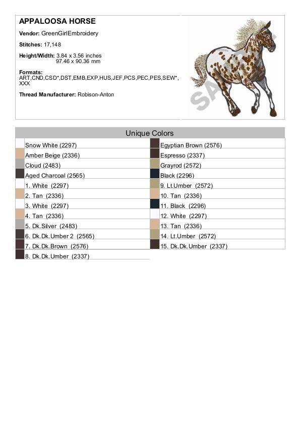 Appaloosa Horse - Machine Embroidery Design - Etsy