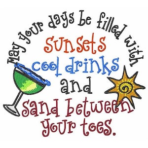 Sun And Drink - Machine Embroidery Design