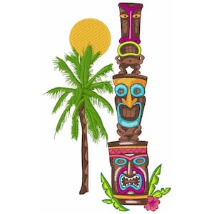 Tiki Totem Scene - Machine Embroidery Design
